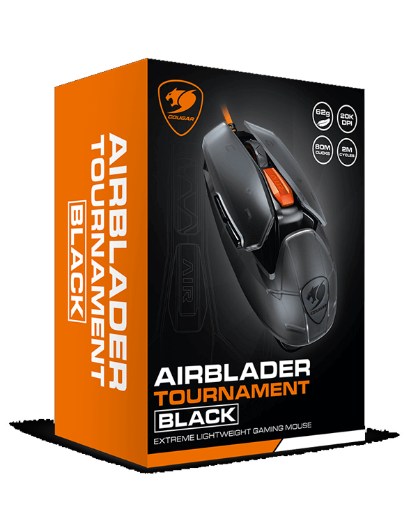 Souris Airblader Tournament Black avec capteur optique précis et boutons programmables.